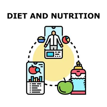 Diet and nutrition tracking using mobile application concept Stock Illustration
