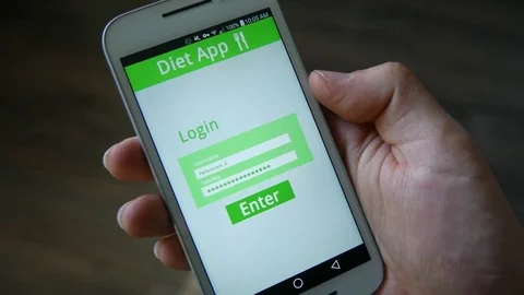Diet App Showing on Smartphone Screen Closeup Stock Footage 76438208