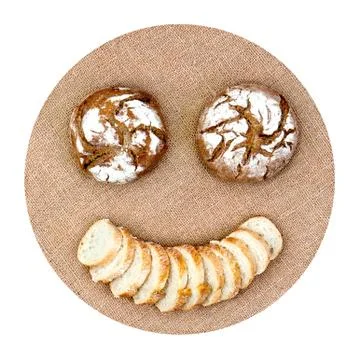 Diet bread emoticon Stock Photos
