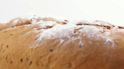 diet bread loaf rotation with falling fl... | Stock Video | Pond5