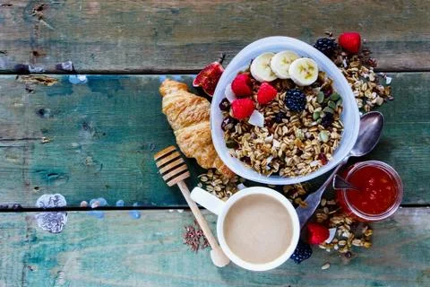 Diet breakfast set Stock Photos