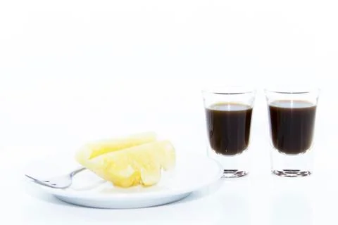 Diet with coffee and pineapple fruit Stock Photos