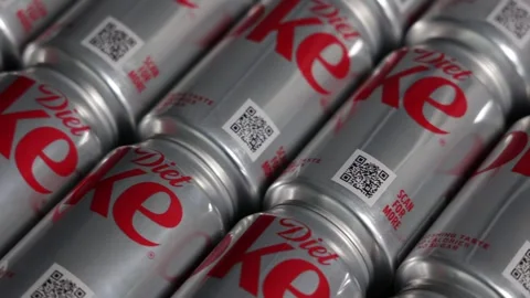 Diet Coke Soda Drinks Silver Tinned Cans Stock Footage 270070604