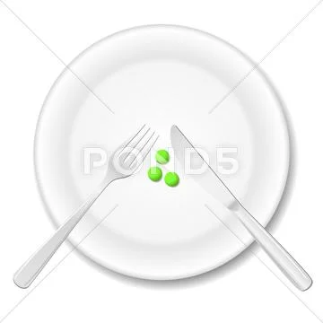 Diet concept, three peas on a plate Stock Illustration