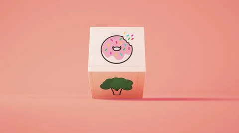 Diet cube 3d rendering Stock Illustration