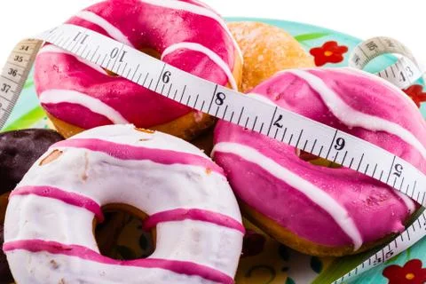 Diet with doughnuts Stock Photos