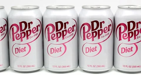 Diet Dr Pepper soda cans, isolated, panning shot Stock Footage 289911706