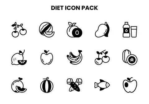 Diet DuoTone Graphics Icons Pack Stock Illustration