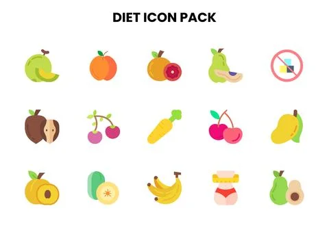 Diet Flat Collection Icons Pack Stock Illustration