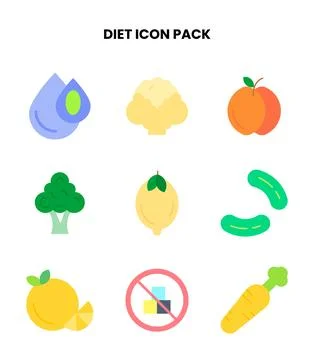 Diet Flat Set Icons Pack Stock Illustration