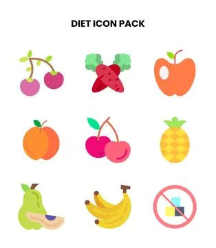 Diet Flat Vector Icons Pack Stock Illustration