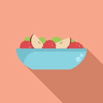 Diet fruit salad icon flat vector. Fresh food Stock Illustration