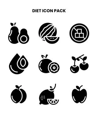 Diet Glyph Icons Pack Stock Illustration