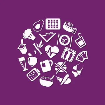 Diet icons in circle Stock Illustration