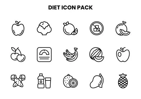 Diet Line Bundle Icons Pack Stock Illustration