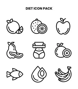 Diet Line Bundle Icons Pack Stock Illustration