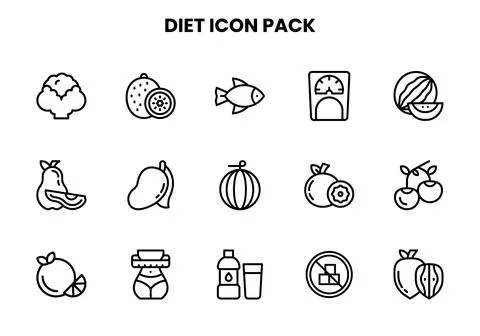 Diet Line Scalable Icons Pack Stock Illustration