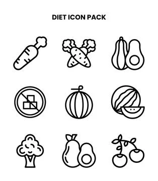 Diet Line Vector Icons Pack Stock Illustration
