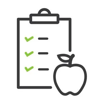 Diet list with apple, vector, icon, illustration. Stock Illustration