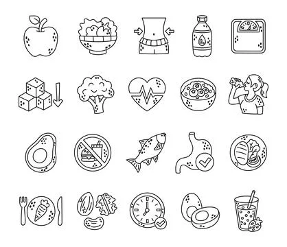 Diet nutrition set featuring apple salad waist Stock Illustration