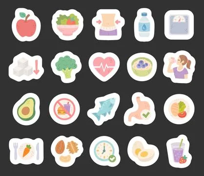 Diet nutrition set featuring apple salad waist Stock Illustration