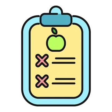 Diet plan checklist on clipboard with apple icon Stock Illustration