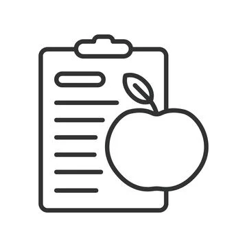 Diet plan clipboard apple icon in line design. diet, plan, clipboard, apple Illustration