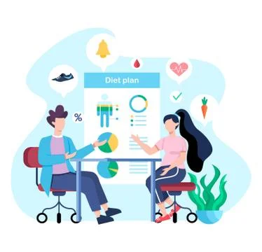 Diet plan concept. How to get in fit with healthy food and physical Stock Illustration