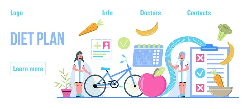 Diet plan concept vector. Nutrition diet, weight-management, individual dietary Illustrazione stock