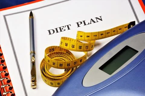 Diet plan-control your figure with weight and centimeter. Stock Photos