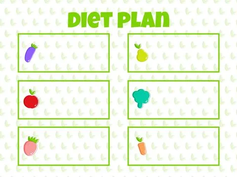 Diet plan on green background. Diet healthy concept. Weight loss concept Stock Illustration