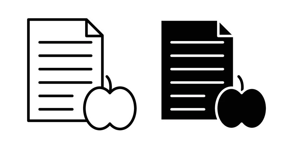 Diet plan icon. Line Drawings and Silhouettes icons Stock Illustration