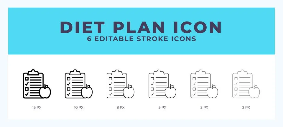 Diet plan icon set with different stroke. Vector illustration with editable.. Stock Illustration