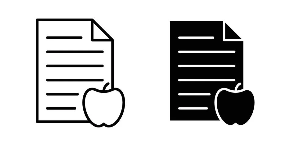 Diet plan icon solid, line, and editable vector set. 스톡 일러스트