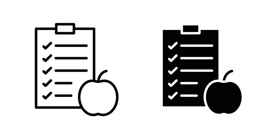 Diet plan icon vector concepts, line and silhouette style Stock Illustration