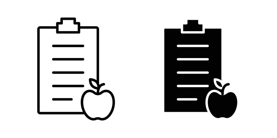 Diet plan icon vectors. Illustrations in black Stock Illustration