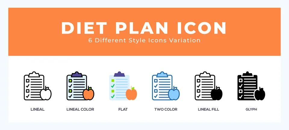 Diet plan icons set. Different style of icons simple vector illustration. Stock Illustration