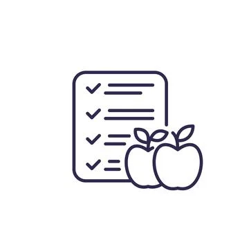 Diet plan line icon on white Stock Illustration