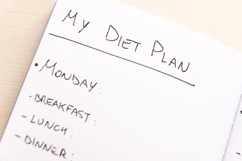 Diet plan: planning of the weekly diet.  Stock Photos
