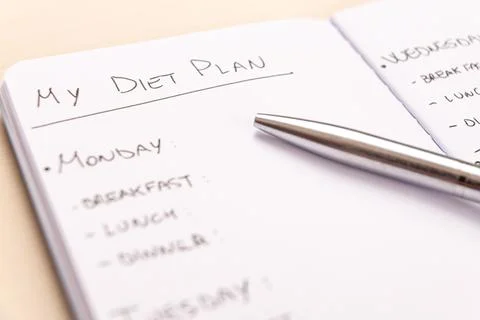 Diet plan: planning of the weekly diet.  Stock Photos