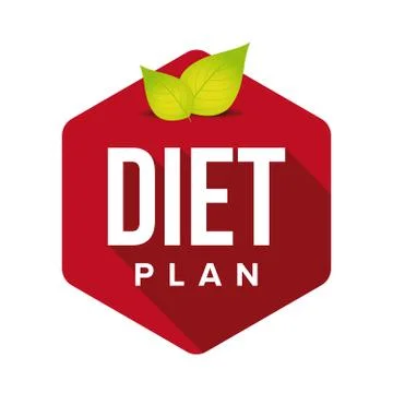 Diet plan sign button with leaves Stock Illustration