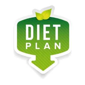 Diet plan sign button with leaves Stock Illustration