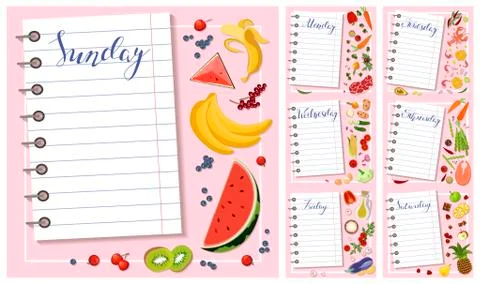 Diet plan for a week Stock Illustration