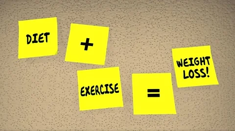 Diet Plus Exercise Equals Weight Loss Plan Success Stock Footage 61093609
