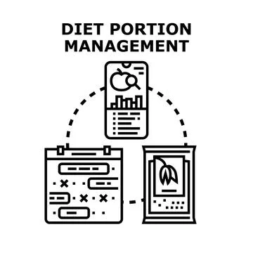 Diet portion management concept with mobile application Stock Illustration