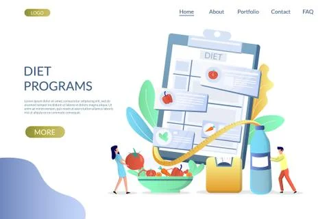 Diet programs vector website landing page design template Stock Illustration