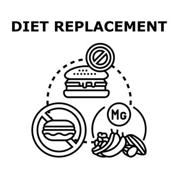 Diet replacement concept choosing healthy food and nutrition Stock Illustration