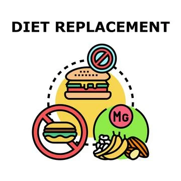 Diet replacement concept choosing healthy food and nutrition Stock Illustration