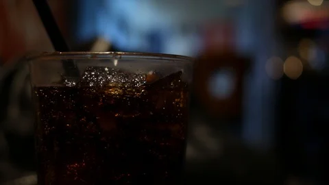 A Diet soda drink in restaurant with ice  Stock Footage