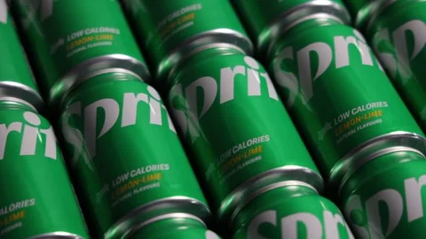 Diet Sprite Soda Drinks Green Tinned Cans Stock Footage 288205262